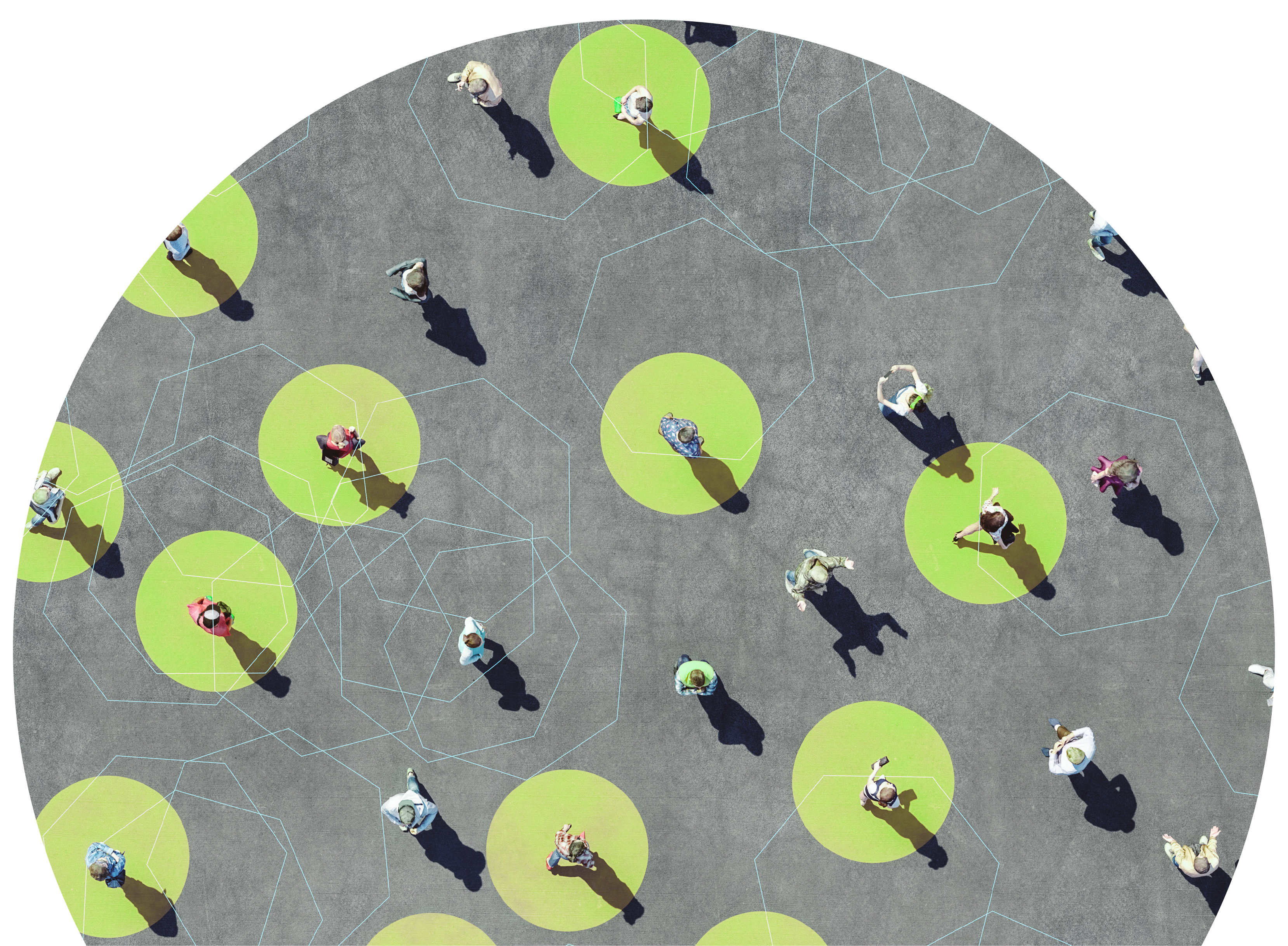 An overhead view of a group of people