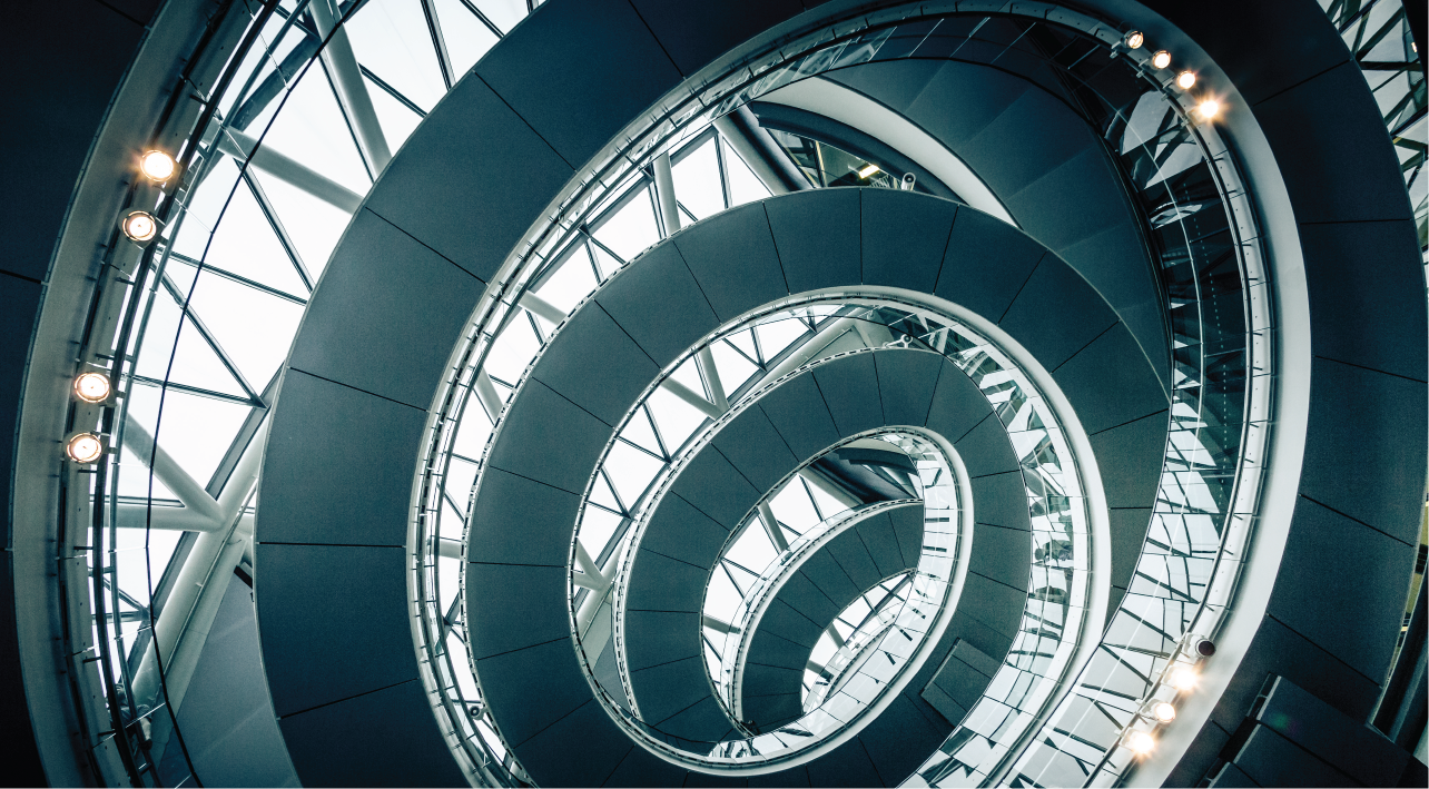 A circular architectural ceiling feature